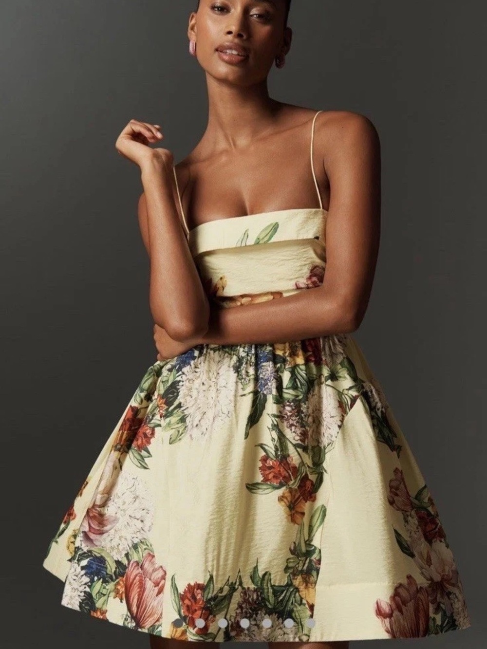 NWT Anthropologie Maeve Fit & Flare yellow floral mini dress XL
